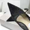 Kryształowe ozdoby siatki kobiety sandałowy punkt palca psuć się na kratę płaską szkietkę imprezową sukienkę wieczorową buty damskie luksusowe projektanta Fabryka z pudełkiem
