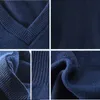 100% cotone di alta qualità gilet con scollo a V maglioni lavorati a maglia autunno casual uomo maglioni pullover slim fit pullover solido plus size 240125