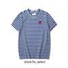 2024 Play Mens T 셔츠 디자이너 Red Commes Heart Women Garcons S Badge des Quanlity Ts Cotton CDG 자수 짧은 슬리브 검은 색과 흰색 줄무늬 여름 티셔츠 Y't