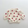 Wiosenna jesień urocze set Baby Girls Fashion Strawberries Pullover Tops Botton Sweatspants Boys Lose High Quality Tracksuit 240131