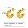 Boucles d'oreilles créoles Uworld en acier inoxydable 316L PVD 18 carats plaqué or sur fil doré avec texture de fil pour femme