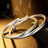 Länkarmband Justerbar storlek 925 Sterling Silver Bangle Cuff Charm Armband smycken för kvinnor bröllop