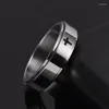Cluster Rings Spinner Ring Zircon Star Moon Cross Rotating Stainless Steel For Women Men Punk Rotate Anxiety Anti Stress Couple