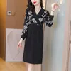 Women Clothes Fashion Printed Spliced Dress Spring Office Lady Workplace Social Formal Elegant Temperament Dresses 240131