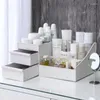 Boîtes de rangement Tiroir Boîte de maquillage étagère en plastique Organisateur cosmétique Table de mode pour les organisateurs de salle de bain de chambre à coucher