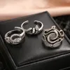 Cluster Rings Punk Metal Snake Open Ring Retro Silver Color Animal Geometry Justerbar Charm Trendy Jewelry Party Gift