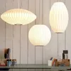 2021 George Nelson Bubble Saucer Lamp E27 LED Vit Silk Pendant Light White Silk Flat Ball White Silk Hanging Lighting319V