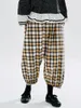 Women's Pants Imakokoni 2024 Early Fall Plaid Stripe Wide-leg Pure Cotton Casual Nine-minute 234229