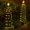 Solar Kerst Lichtboom Stand Outdoor Tuin LED Grondlamp String Waterdicht IP65 Ster Bruiloft Decoratief Licht LL