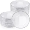 Pack d'assiettes en plastique, chargeur de perles, assiette ronde de 11 pouces avec jante, perle argentée pour Clea