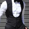 Men's Vests Black Fashion Men Vest Elegant Wedding Groom Tuxedo One Piece Slim Fit Chic Single Breasted Waistcoat Solid Color Male