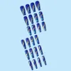 False Nails 24pc European Blue Flame Marble Nail Patch Full Cover Press On Wearable Art for Daily Use Long Tips