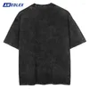 Men's T Shirts Hip Hop Streetwear Fashion Summer Washed Black T-Shirt Anime Girl Graphic Print TShirt Men Harajuku Cotton Oversize Vintage