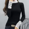 女性セーターの女性薄い長袖2024女性セータープルオーバータートルネックスリムセーターレディースニットファッション