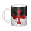 Kubki Templar tarcza Medieval Warrior Sword Sword DIY DIY Knights Deus Vult Ceramic Tea Milk Cup