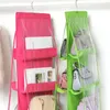 Cosmetic Bags 6 Pocket Foldable Hanging Bag 3 Layers Folding Shelf Purse Handbag Organizer Door Sundry Hanger Storage Closet