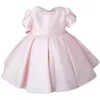 Robes de fille Robe de baptême rose formelle pour bébé filles perles de princesse mignonnes 1 an vêtements de fête d'anniversaire robe de bal de baptême Costumes Tutu