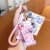 Keychains Cartoon Floating Quicks Sand Cat Keychain Creative Bottle Acrylique Key Ring Pendant For Women Couple Kids Sac à dos