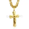 Halsband Religiösa Jesus Cross Halsband för män Guld rostfritt stål Crucifix hänge med kedjans manliga smycken gåva 210721