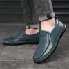On Breathable Slip Genuine Summer Loafers Men Casual Leather Blue Flats Driving Shoes Moccasins