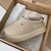 امرأة تسمان النعال الكستناء فرو الشرائح من جلد الغنم shearling tazz slippers men ultra mini platform boot slip-on