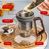 Top Pot Taza elegante Separación de té Levantamiento Tetera de burbujas Vidrio completo Oficina Estufa de cerámica eléctrica Fabricante de té Juego de té Infusor Teaware 240118