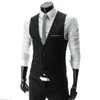 Dräkt Mens Slim Vneck Vest Blazer British Business Fashion Men Gentleman Waistcoat Inside Black 240125