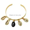 Bangle Acero Inoxidável Joyeria Mujer Bohemian Boho Shell Cowries Pulseira Bijoux Acier Inoxydable Femme Bangles para Mulheres Bangle Dro Dhh3Z