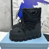 Naylon Gabardine Apres Kayak Botları Shearling Üst Ayakkabı Kadınlar Boot Drawstring Çıkarılabilir Yastıklı Kazık Astarı Emaye Metal Üçgen Bootie Kalın-Sollu U3SH#