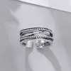 Кольца из стерлингового серебра S925, обернутое кольцо, женский стиль, изношенное открытое регулируемое кольцо на указательный палец, персонализированное тайское серебряное кольцо Vpi4