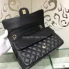 Bolso de diseñador bolso de mano hecho a mano de lujo para mujer bolso cruzado 25,5 cm hombro axila clásico caviar cuero marca de moda bolso cadena imitación original al por mayor