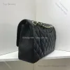 Bolso de diseñador bolso de mano hecho a mano de lujo para mujer bolso cruzado 25,5 cm hombro axila clásico caviar cuero marca de moda bolso cadena imitación original al por mayor