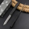 Heretik II AUTO Tactical Knife Damascus Tanto Point Blade CNC Aviation Aluminum Handle Outdoor Camping Hiking EDC Pocket Knives with Nylon Bag