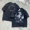 T-shirts pour hommes Saint Michael Death Dance imprimé à manches courtes Vintage en détresse lavé marque à la mode VTG T-shirt américain pour hommes