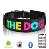 Colliers de chien couleur rvb collier LED avec écran Programmable défilement Animations de texte personnalisées Rechargeable brillant animal de compagnie