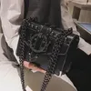 Mode européenne femme sac carré 2020 nouvelle qualité en cuir PU femmes concepteur sac à main Rivet serrure chaîne épaule messager b270r