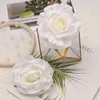 Fleurs décoratives 30 pièces/12CM grande Rose blanche têtes de fleurs en soie artificielle bricolage Scrapbooking mariage maison fête décoration de gâteau fausse couronne