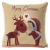 Pillow Christmas Decoration Cover Cartoon Elk Santa Case Linen Home