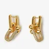 Beautoday arring Women 18K Gold Plated Brass Zircon Metal Belet Vachette Clasp Ladies Jewelry Exclydory Handmade 93522 240123