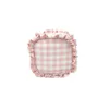 1pc Ruffle Plaid Cosmetic Bag Letter Patch Personalized Nylon Pink Bule Toiletry Bag Travel Cosmetic Makeup Bag Organizer 240129
