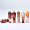 Decorative Figurines 1PC Healing Natural Crystal Point Sardonyx Stone Tower Mineral Home Decor Carnelian Hexagonal Column Red Agate DIY