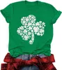 Verão nova camiseta feminina trevo bênção sorte verde manga curta