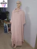 Vêtements ethniques en femmes robe décontractée musulmane abaya islamique solide eid capuche manches chauve-souris manchette pli 2 costume khimar prière jupe longue robes