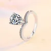 Band Rings S925 Sterling Silver Fashion Pear Shaped Crown Ring Mosang Stone Fashion Classic Proposal Ring for Women B7A1