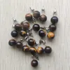 Natuurlijke Rozenkwarts Ronde Bal Kralen 10 Mm Zilver Kleur Stud Oorbellen Sieraden Voor Vrouwen Groothandel 12 Paar/partij 240123