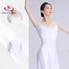 Sahne Giyim Bale Uygulama Takım Streç örgü pileli dikiş sanatsal jimnastik leotard performans yoga kostümü
