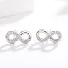 Stud Earrings Fashion 925 Sterling Silver Infinity Love Endless Symbol Plata For Women With CZ Knot Girl Jewelry