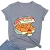 T-shirt da donna Gattino Nuggets Fast Food Cat T-shirt da donna Harajuku Tee Femme Fashion T-shirt Graphic scollo a V Camisetas