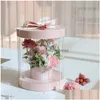 Förpackningsboxar Partihandel blomsterhandlarblomma paket Box Clear Pvc Diy Bouquet Valentine Day Mothers Gift Drop Delivery Office School Busine DH9W0