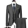 Blazer-Set, Anzüge für Herren, Jacke, Weste, Hose, dreiteiliges Set, solides Business-Casual, schmale Passform, formelles Kleid, Bräutigam, Smoking, Hochzeit 240127